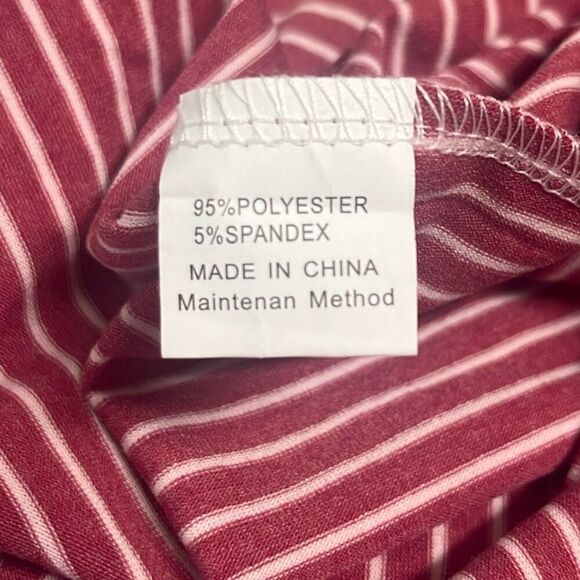 Merokeety Red White Pinstripe Midi Dress Long Sleeves XXL NWT Flowy Casual - Picture 8 of 11